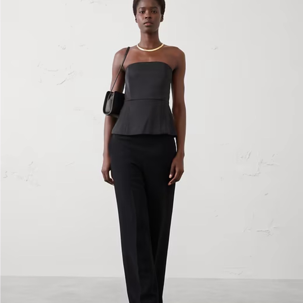 Elegant Black Satin Strapless Top